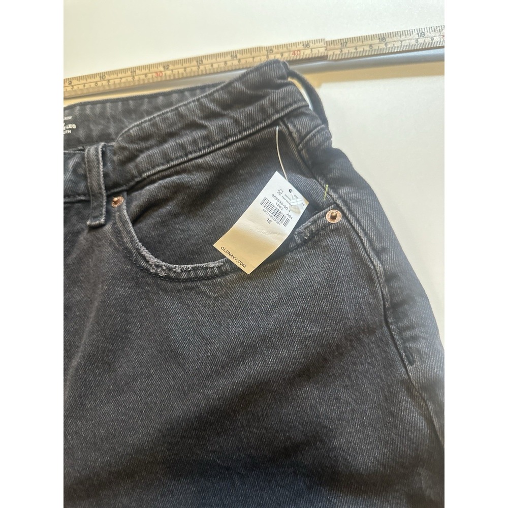 Old Navy Jeans Womens size 12 Black Extra High Rise Curvy Sky Hi Wide Leg NWT - Picture 5 of 8